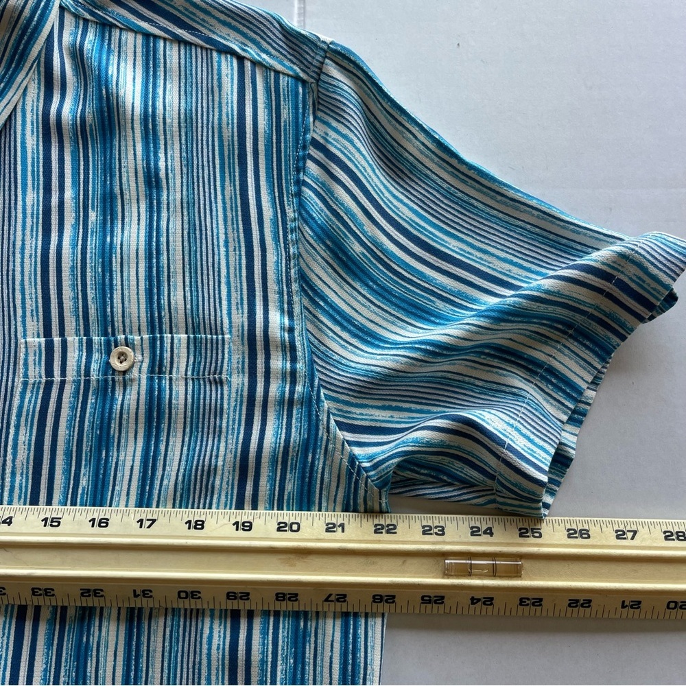 NWT Tommy Bahama men’s Silk shirt short sleeve size large White/blue Color - Picture 13 of 15